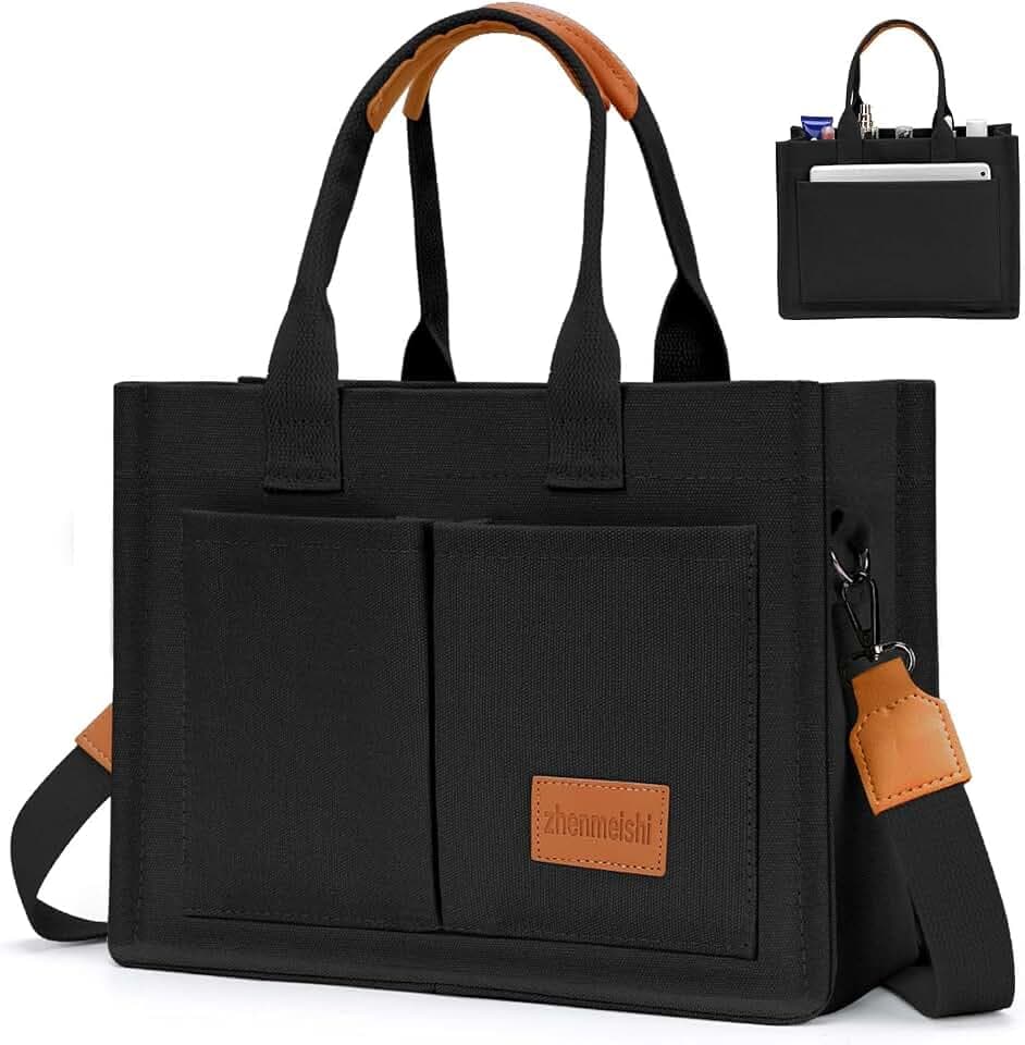 Canvas Tote Bag for Women with Pockets Crossbody Bag Tote Shoulder Handbags Casual Work Bags Everything Tote Bag