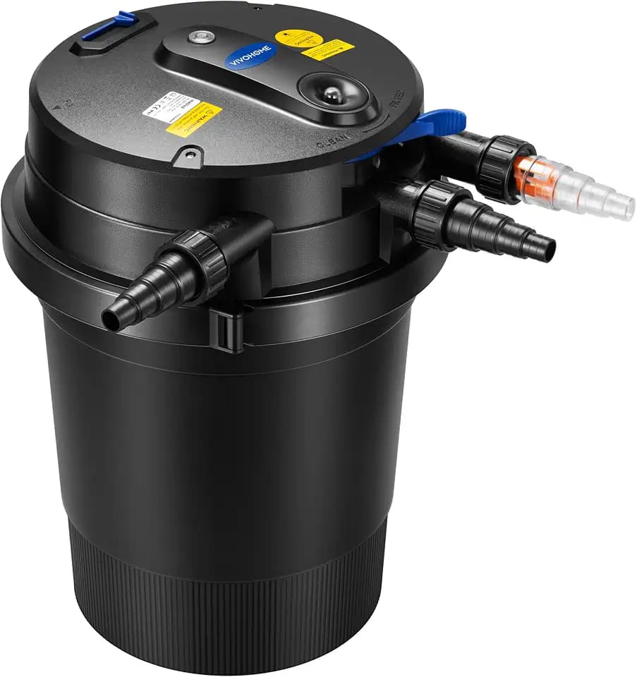 VIVOHOME 2640GPH Auto-Cleaning Pressurized Bio Pond Filter with 18W Light