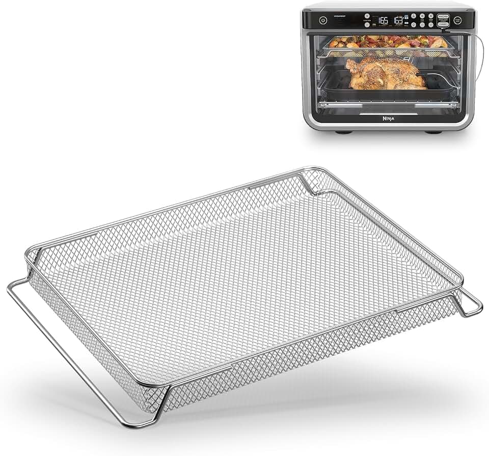 For NINJA Air Fryer Basket Replacement Trays, Compatible with Ninja DT201 DT251 Foodi XL Toaster Oven, 14.4"x11.4"x1.1" Stainless Brushed Dehydrator Mesh Wire Racks Accessories Parts, Dishwasher Safe
