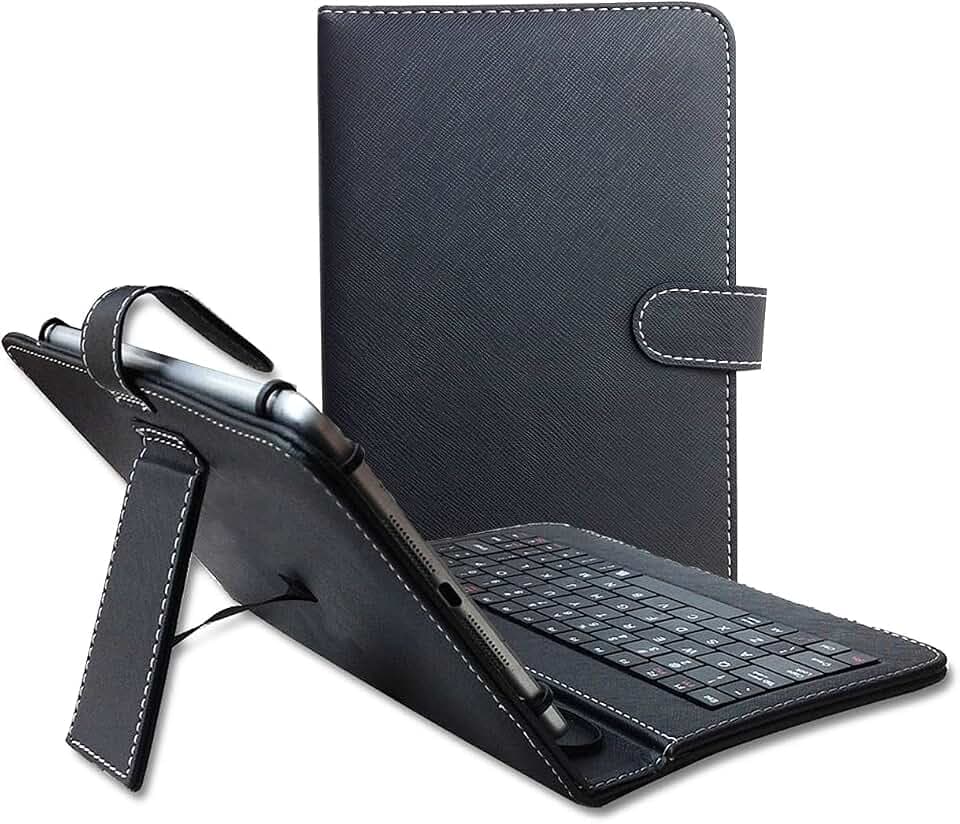 Universal Keyboard Pu Leather Case Cover for 9 10.1 11 inch Tablet PC with USB C Plug QWERTY External Keyboard for Samsung Galaxy/Lenovo tab Android Tablet