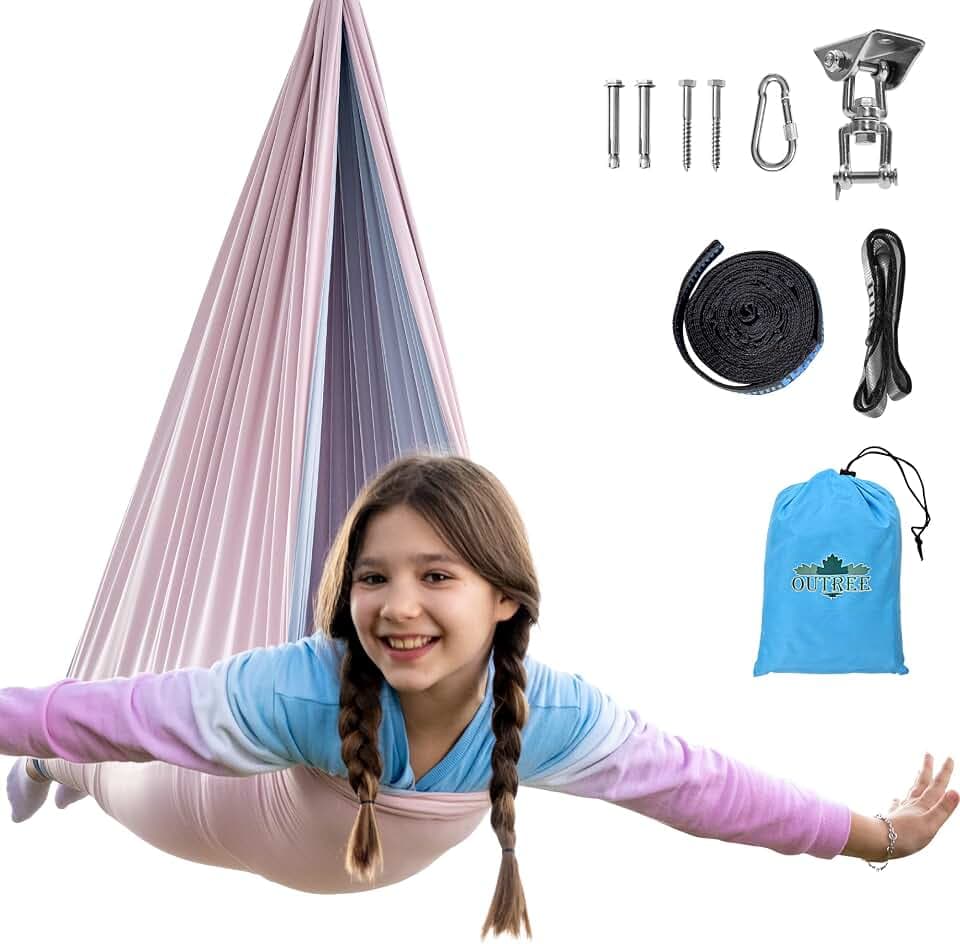 OUTREE Double Layer Sensory Swing for Kids&Adult, Indoor Swing 360° Hanger