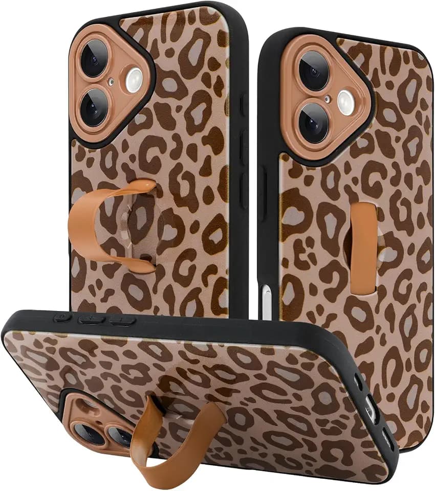 KANGHAR for iPhone 17 Case Brown Leopard Print Pattern Cute Cheetah