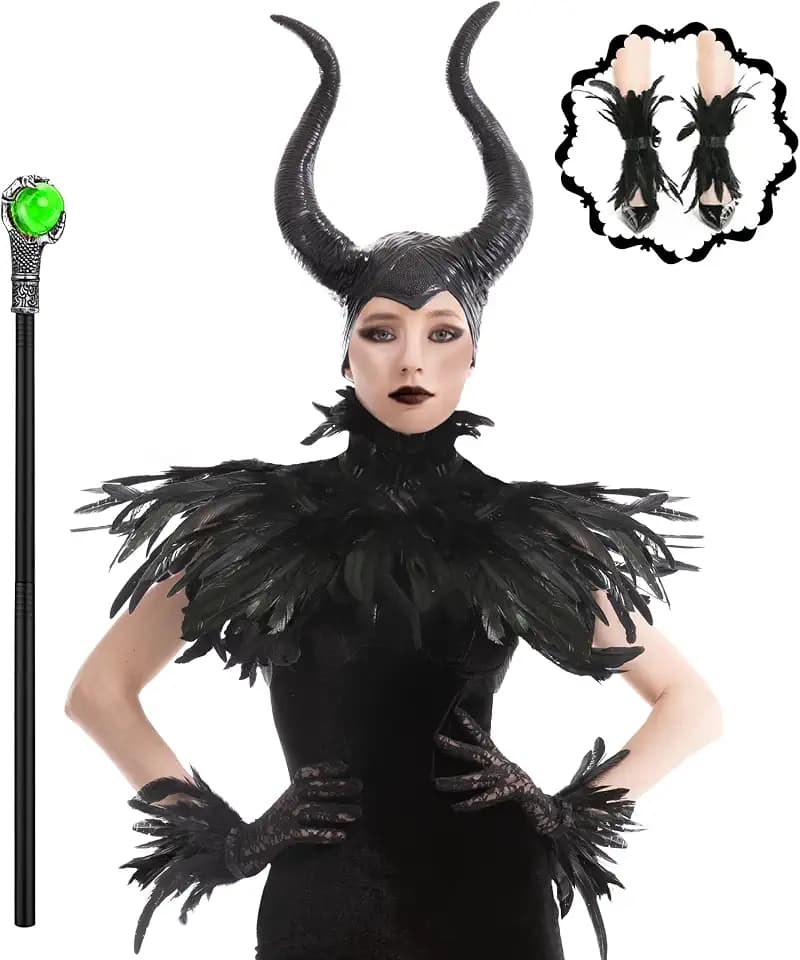 Women's Halloween Costume, Gothic Black Crow Suits for Masquerade