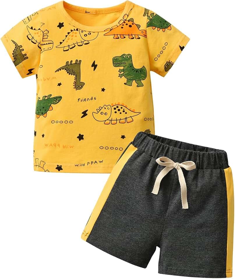 Derouetkia Baby Junge Kleidung kurze Ärmel Dinosaurier Animal Print Tops + Shorts Kleinkind Outfit Sets