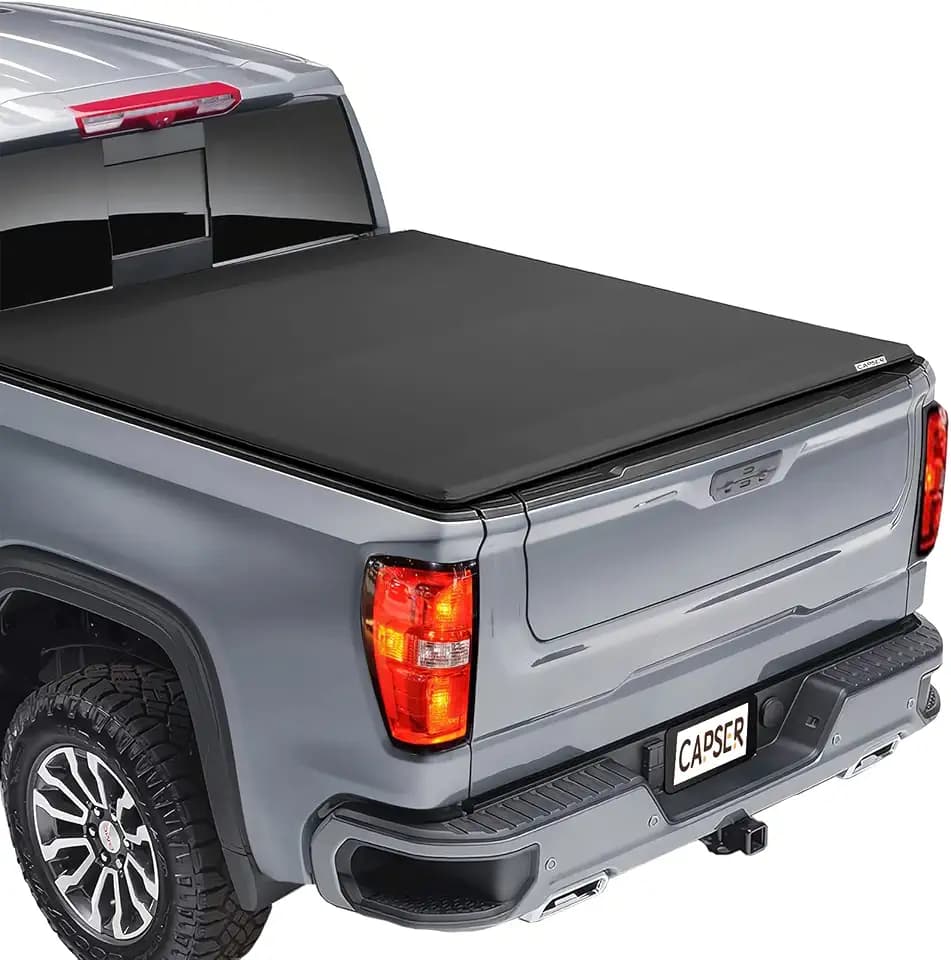 CAPSER 5.8 FT Soft Tri-Fold Truck Bed Cover Fits 2014-2018 Chevy Silverado/GMC Sierra 1500/2019 LD/Lgcy GMC/Chevrolet Sierra 5.8FT Tonneau Cover