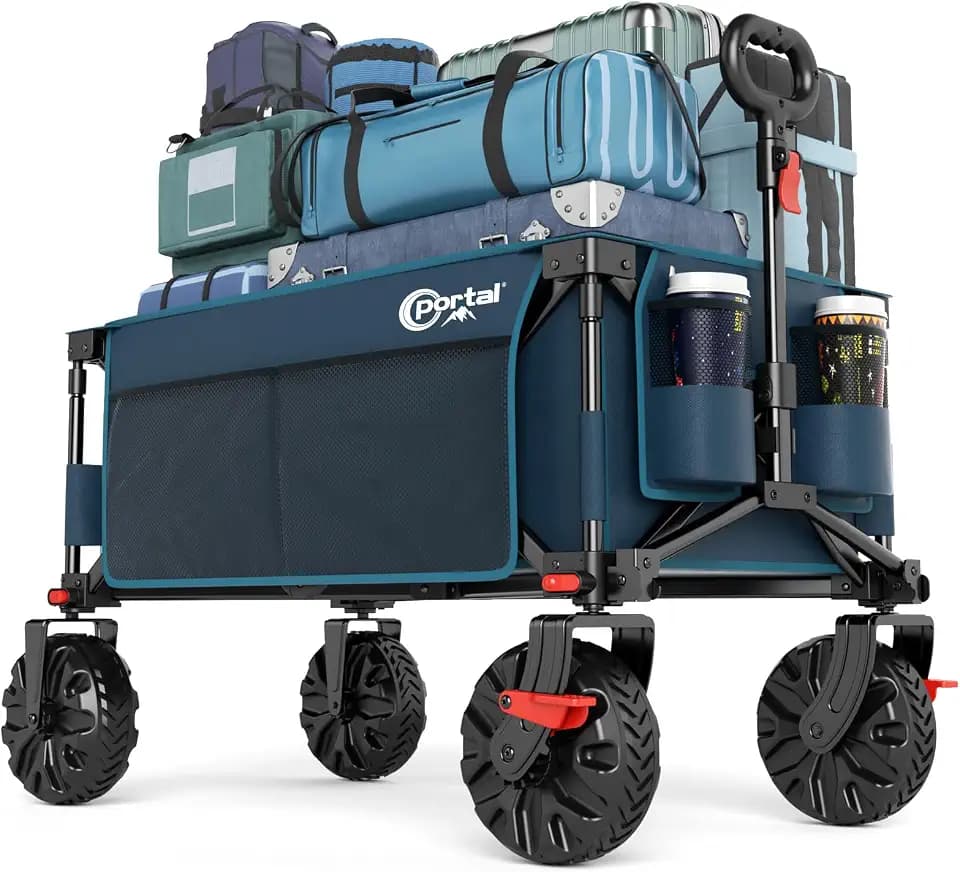 Portal Folding Wagon Brakes, All-Terrain Heavy Duty, Camping Garden Cart