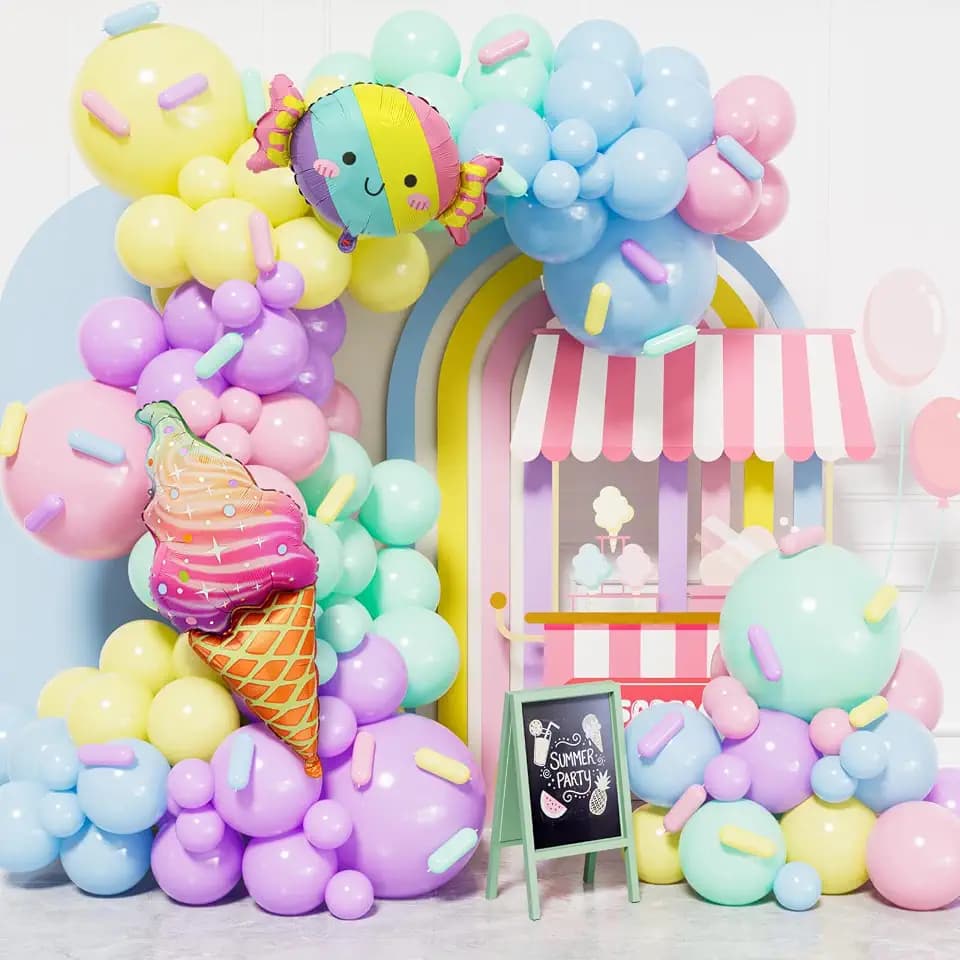 Pastel Balloon Arch Garland Kit, 142Pcs Ice Cream Balloon Arch