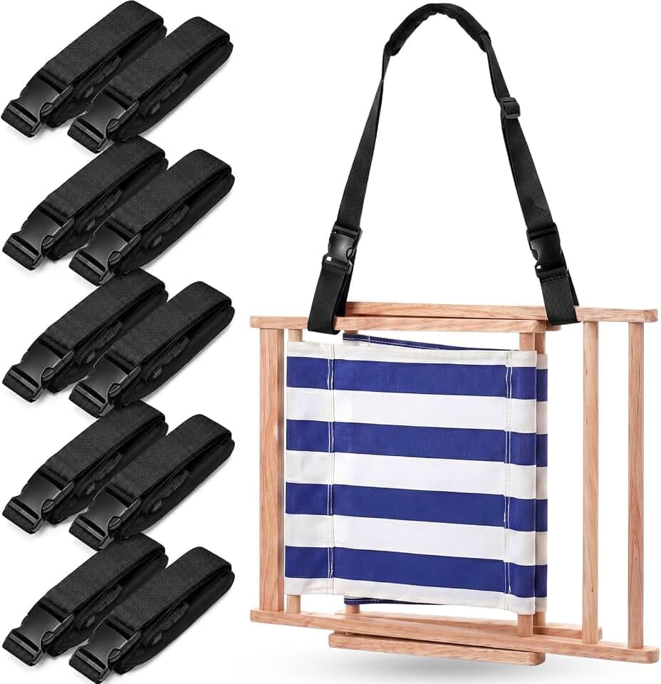 Sanwuta 5 Pcs Adjustable Beach Chair Carry Strap,Black