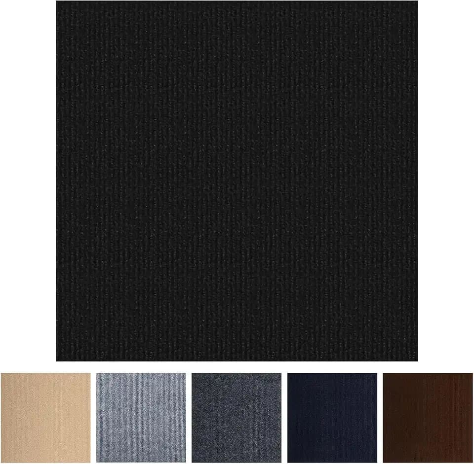 Carpet Tiles Peel and Stick, Self Adhesive Carpet Floor Tile 10 Tiles/10 sq Ft Anti-Slip Squares Soft Padded Carpet Tiles for Kitchen Bedrooms Indoor Outdoor（12" x 12"）