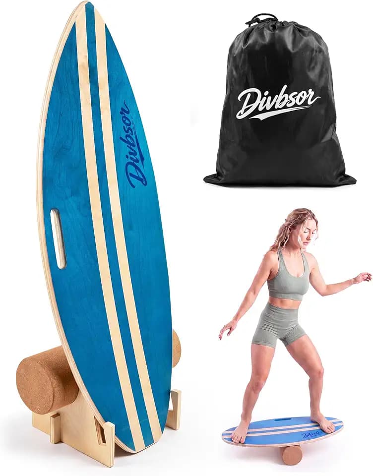Balance Board for Adults, Surf Trainer with Handle Hole & Stand