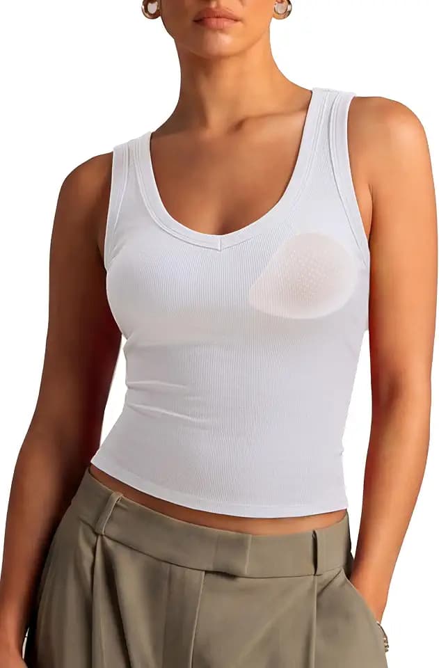 SUUKSESS Women Cotton Ribbed Summer Casual Tops Padded Loose Fit Tank Tops