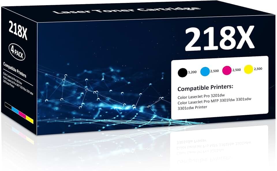 218X Toner Cartridges 4 Pack High Yield MFP 3301fdw 3301sdw 3201dw Toner