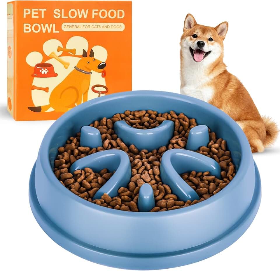 Hundenapf, Antischlingnapf Hunde, Anti-Choke Slow Feeder Hundenapf | Fördert Eine Gesunde Ernährung und verlangsamt das Essen für alle Haustiere,Blau