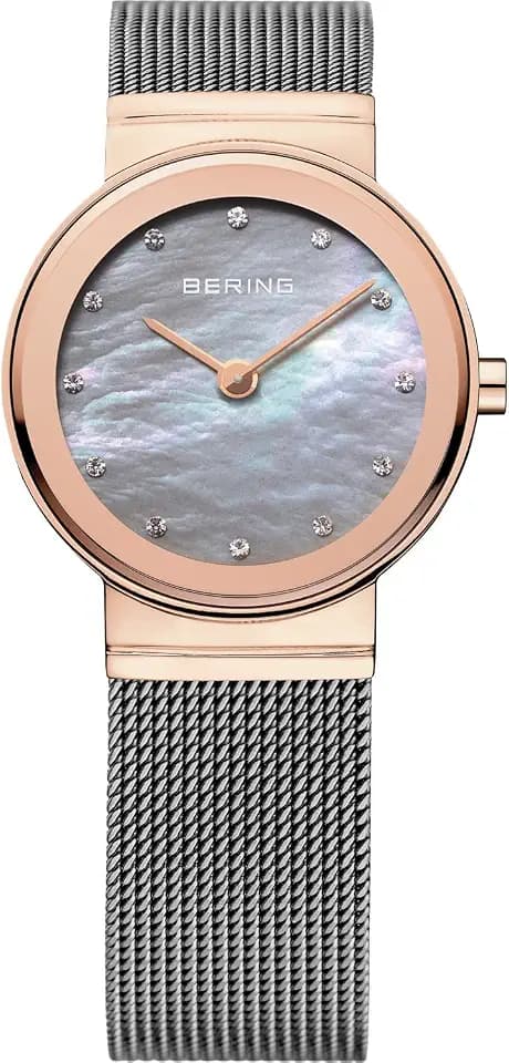 Bering Damen Quarz Uhr | Armbanduhr 26 mm Edelstahlgehäuse und Zifferblatt | Milanaisearmband | Saphierglas | 5 ATM | 10126