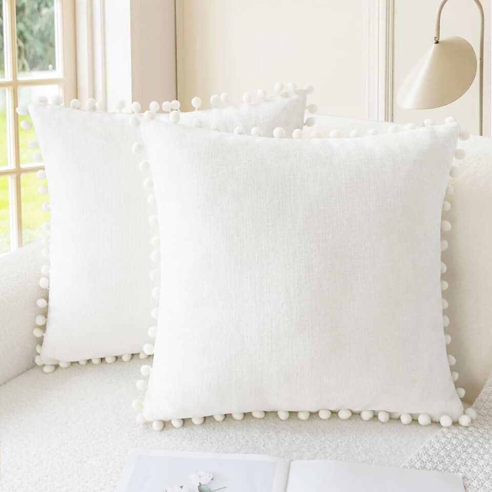 CaliTime Decorative Couch Throw Pillow Covers 20 X 20 Inches True White