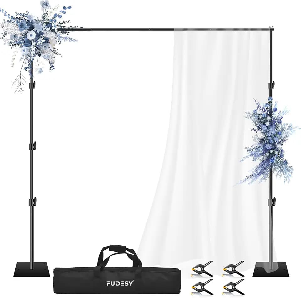 FUDESY Backdrop Stand Heavy Duty, 10x10ft Adjustable Pipe and Drape Stand