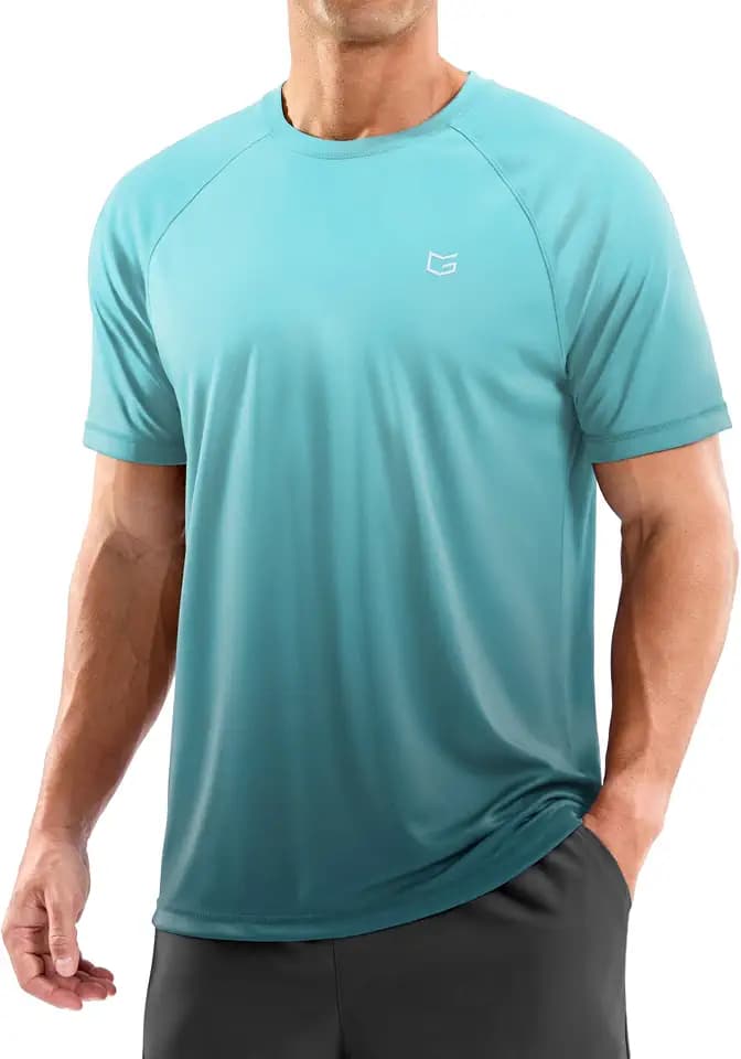 Men's Swim Shirts Rash Guard UPF 50+ Sun Protection Short Sleeve T-Shirts Workout Dry Fit Tee for Pool, Beach, Trip