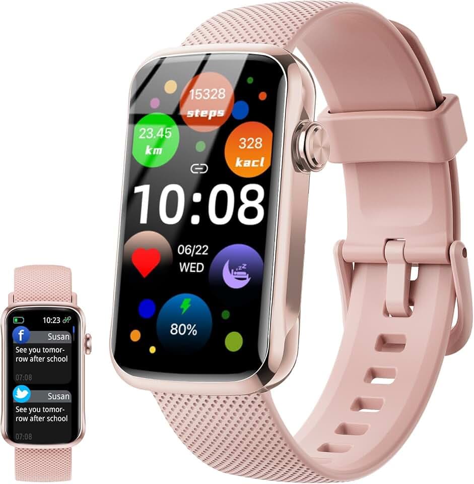 Smartwatch Damen Herren, 1.47" Smart Watch mit Benachrichtigungen, IP68 Wasserdicht Fitnessuhr Damen Herren mit 24 Sportmodi, Fitness Tracker mit Puls-Schlaf-Monitor Schrittzähler, Uhr für Android iOS