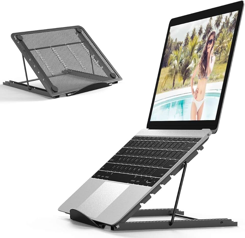 JUMKEET Laptop-Ständer, belüfteter Tablet-Halter, Kühlung, Halterung für Notebook, faltbar, leicht, für MacBook Air/Pro Laptops Huawei Matebook (7 – 17 Zoll)