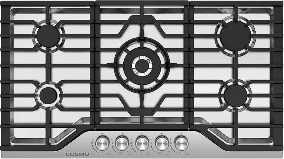 36 in. Vista Collection Drop-in 5 Burner Gas Cooktop in Stainless Steel