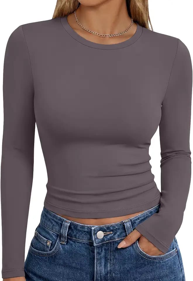 Trendy Queen Womens Long Sleeve T Shirts Fall Fashion Basic Y2K Tops 2026