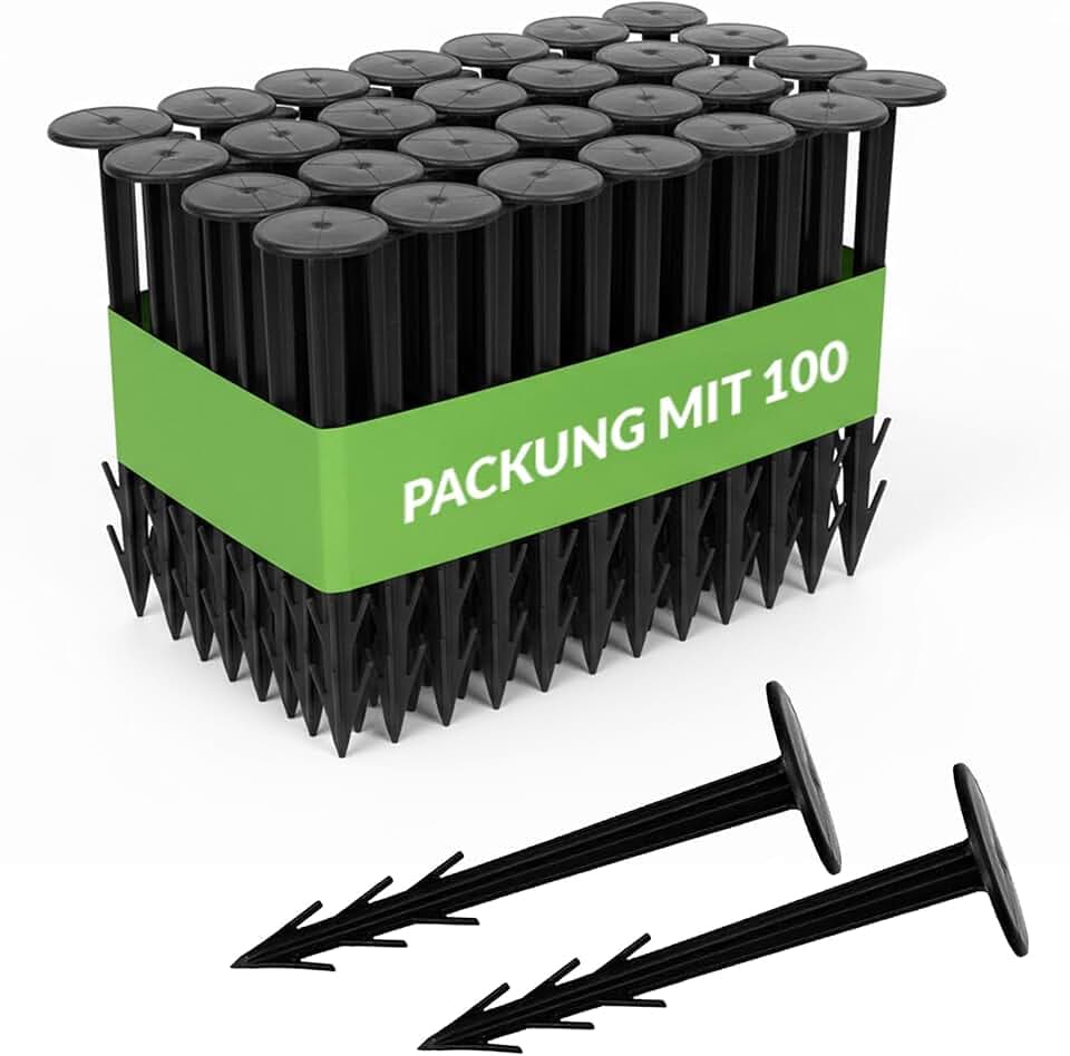 GARDENIX Erdhaken Garten 12cm, 100 Stück Erdanker Unkrautvlies, UV-beständige Kunststoff Erdnägel Unkrautvlies, Rostfreie Bodenanker für Gartenvlies, Zuverlässige Unkrautvlies Befestigung