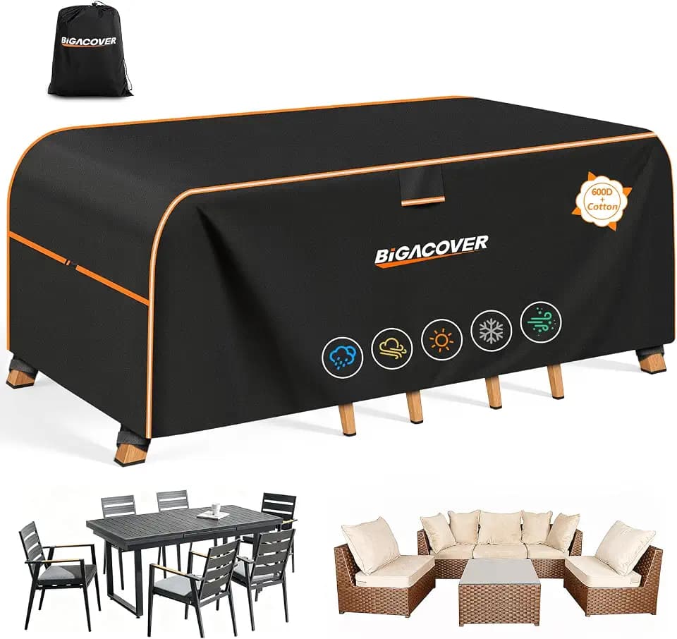 Patio Furniture Cover 64"L x 52"W x 28"H 600D Windproof Patio Table Cover