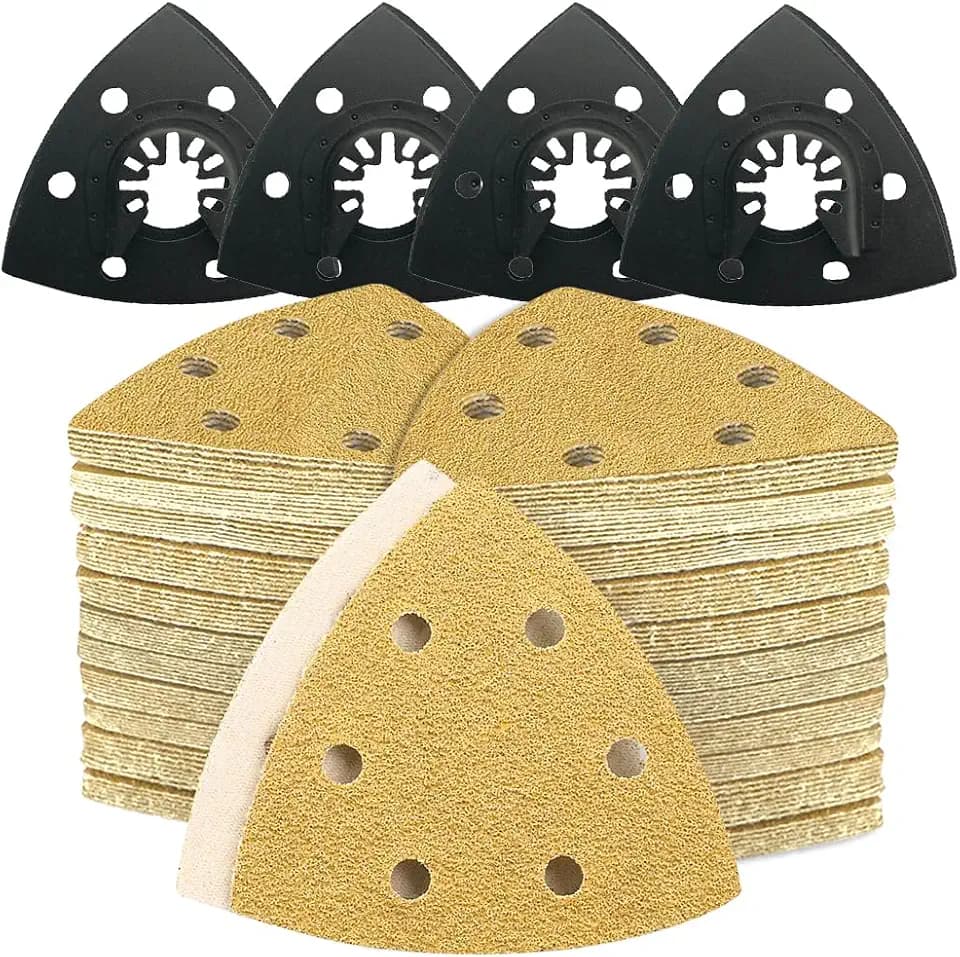 124 Multitool Schleifpapier Set 93mm Kompatibel mit Bosch und Dewalt meisten Delta-Schleifern mit verschiedenen Körnungen für enge Bereiche Schleifen Holz Metall Entrosten Lack und Oberflächenpolitur