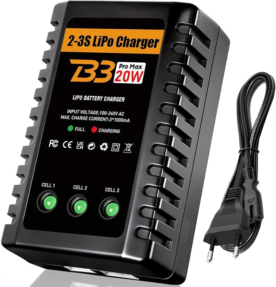 HTRC LiPo RC Ladegerät 20W für 2S/3S LiPo-Akkus (7,4–11,1 V)
