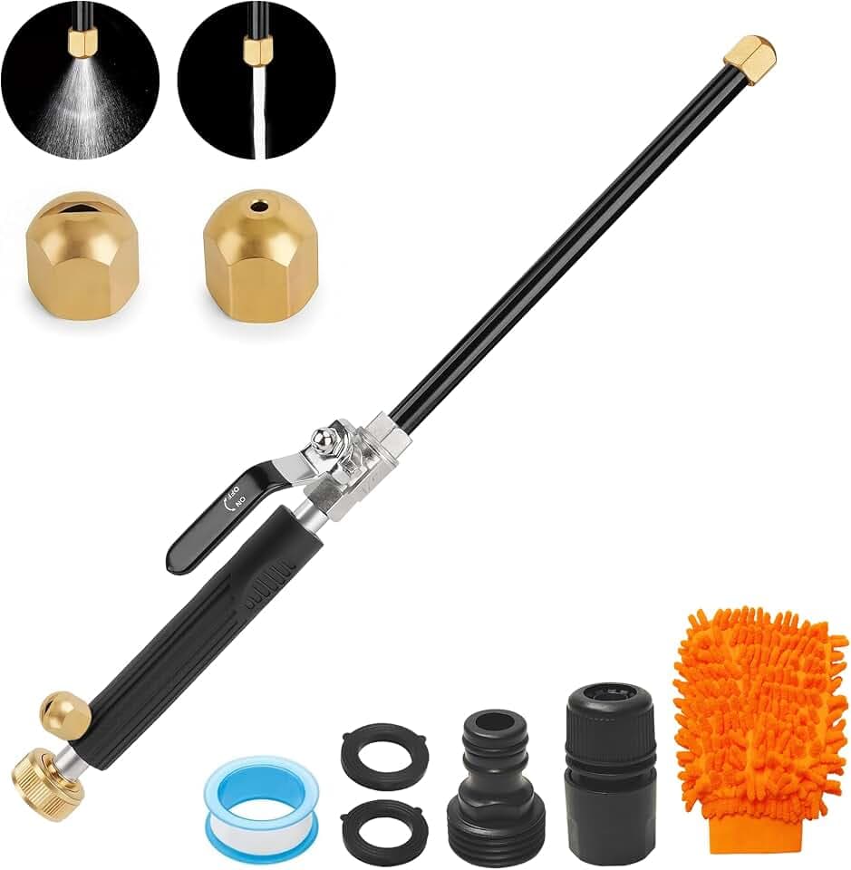 Jet Nozzle High Pressure Hose Nozzle for Garden Hose，Hydro Jet Nozzle Power Washer Wand for Garden Hose with 2 Different Nozzles