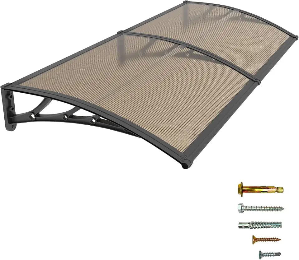 40x60 Window Door Awning Exterior,Polycarbonate Outdoor Overhang Canopy Shelter,UPF 50+ UV Rain Snow Sun Protection,Spliced Overdoor Awnings for Outside,Porch,Patio,Deck or House Entrance