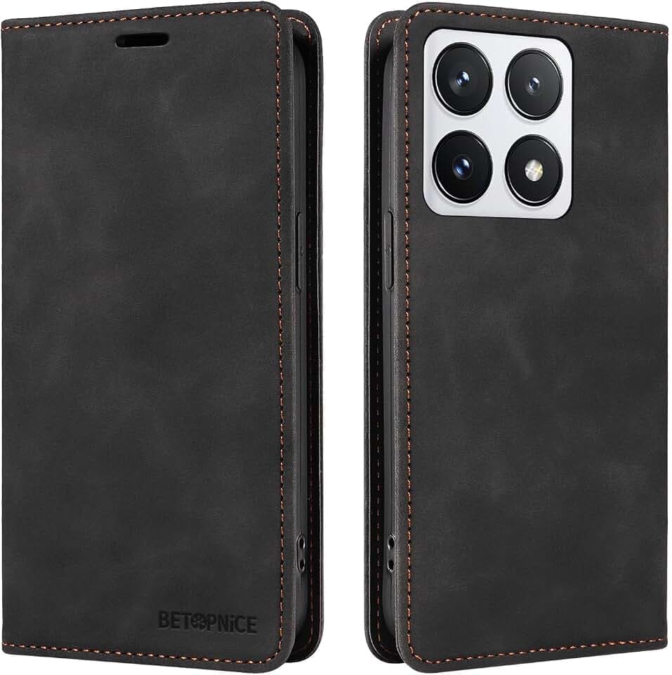 Handyhülle für Xiaomi 14T Pro 5G Hülle Premium Leder Klappbar Tasche RFID Schutzhülle Magnetisch Flip Brieftasche Etui. Schwarz
