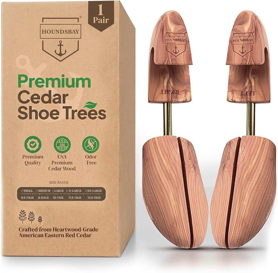 HOUNDSBAY Cedar Shoe Tree, Shoe Trees for Men & Women - Shaper & Stretcher