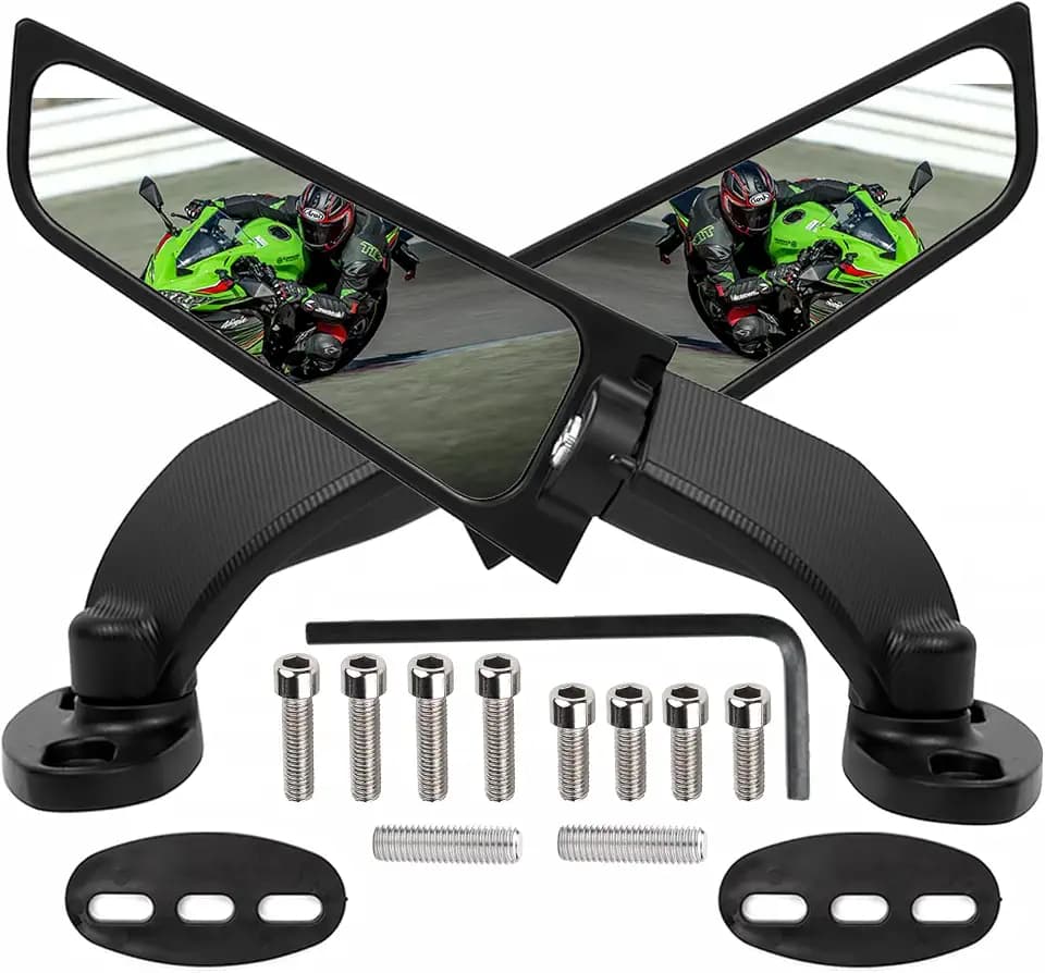 XINGWU Motorcycle Mirrors Rearview Stealth Mirrors for 2025 Ninja 500 400 650 300 ZX6R ZX10R ZX4RR ZX14R CBR1000 CBR300R CBR500R CBR600RR GSXR1000 600 750 R15 R25 YZF600R Side Wing Mirror (Large)