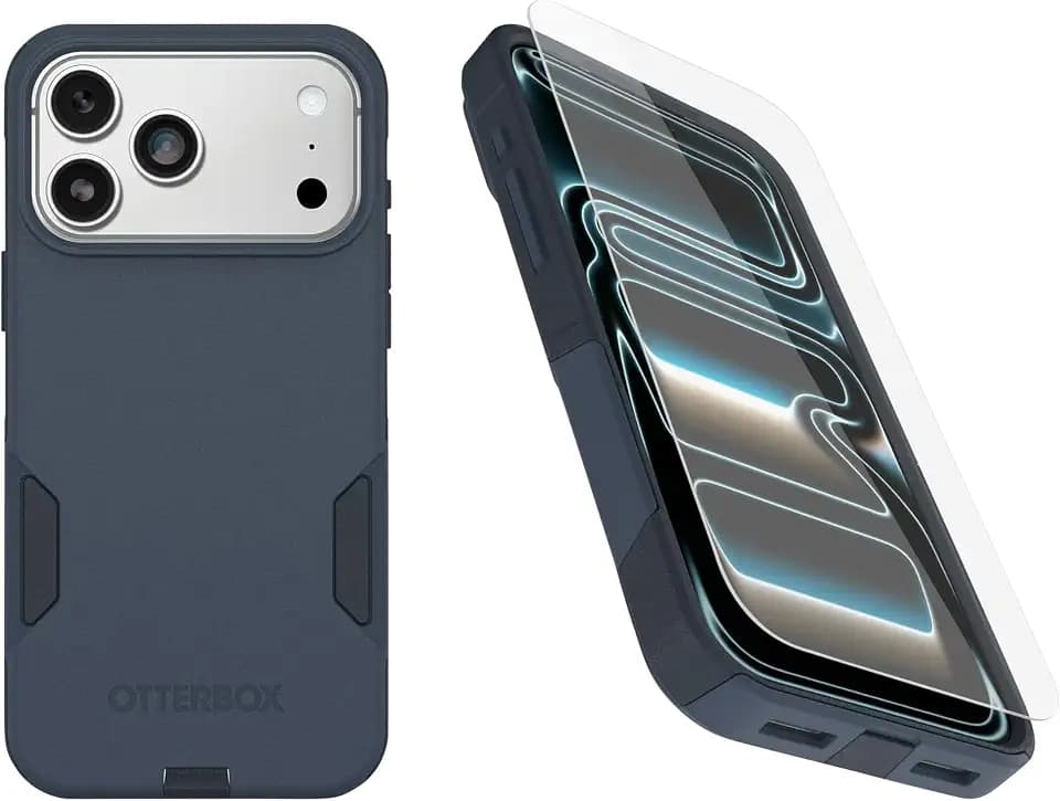 OtterBox iPhone 18 Pro Max & iPhone 17 Pro Max (Only) Bundle: Commuter Series MagSafe Case & Screen Protector - Blue Sentiment - Built-in Magnets - Thin & Protective - with Port Protection, Non-Retail
