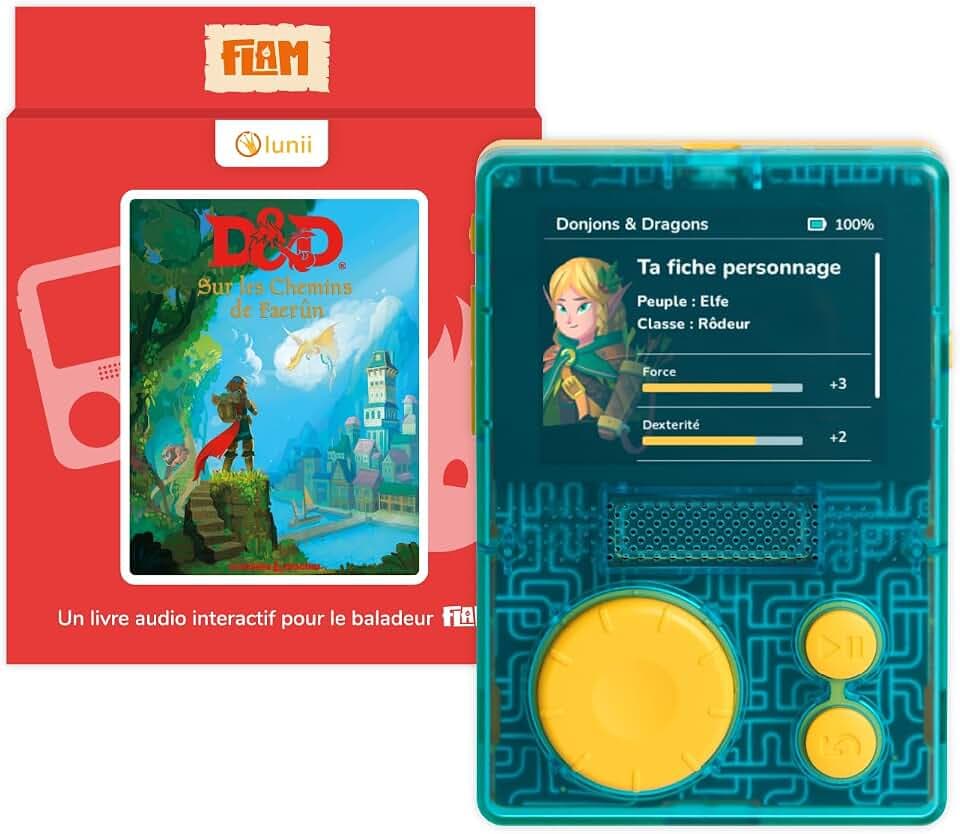Lunii - FLAM Jouer D&D Walking-Box (Dungeons und Drachens-Hasbro) – für Kinder von 7 bis 11 Jahren, 2 interaktive Hörbücher inklusive – Geschichtenbox, 3760361141886