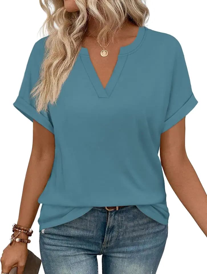 WIHOLL Womens Blouses Spring Tops Short Sleeve Shirts Dressy Casual Summer Vacation Fashion Clothing 2026