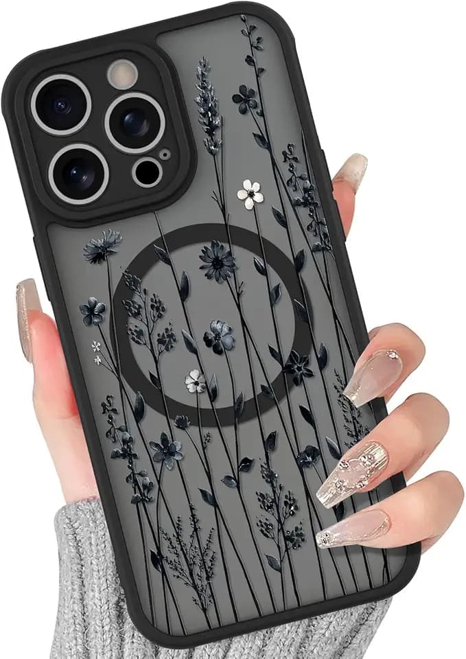 BITOBE Floral Case for iPhone 13 Pro [Compatible with MagSafe] - Black