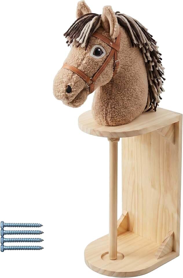 Relaxdays Steckenpferd Halter, Wand, Hobby Horse Aufbewahrung, Natur