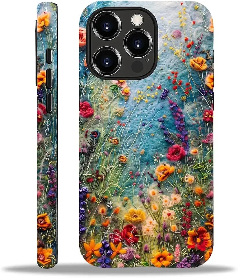 ZHEGAILIAN Case for iPhone 12 iPhone 12 Pro,Embroidered Wildflowers for 2 in 1 Hard Shell + Soft Silicone,Shockproof Bumper Drop Protective Case