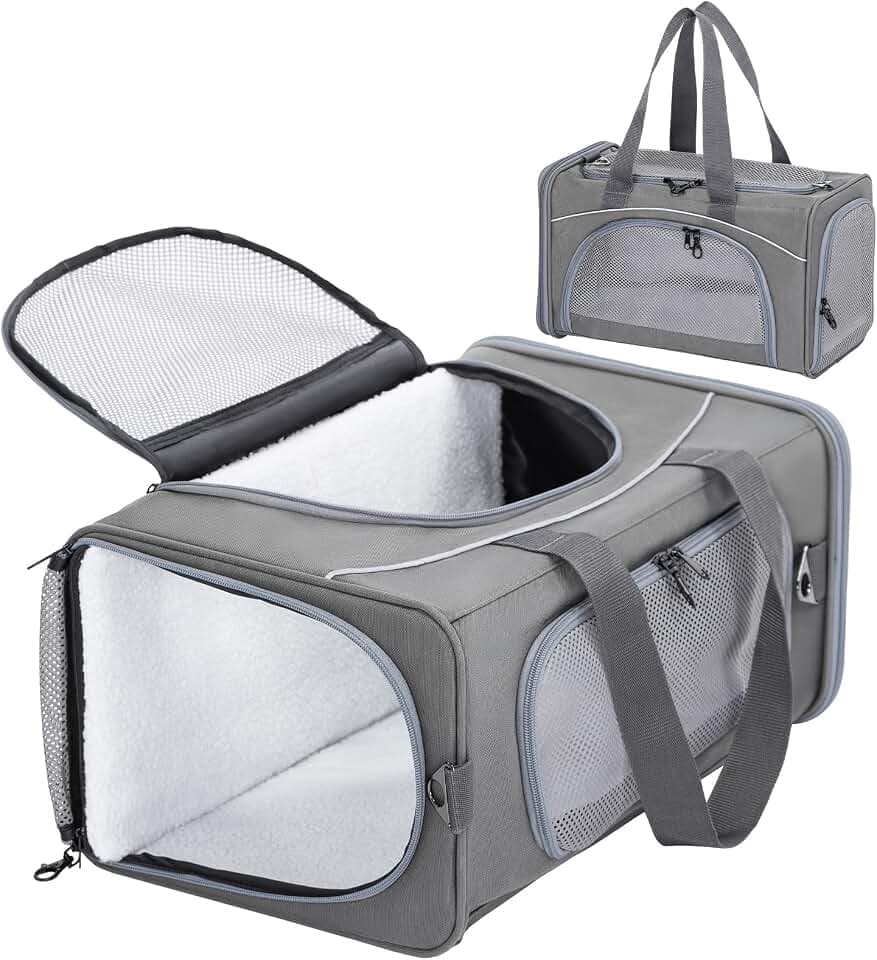 Petsfit Transporttasche Hunde und Katze, Katzentransportbox Hunde Katze Flugtasche für Haustiere im Auto Flugzeug oder in der Bahn