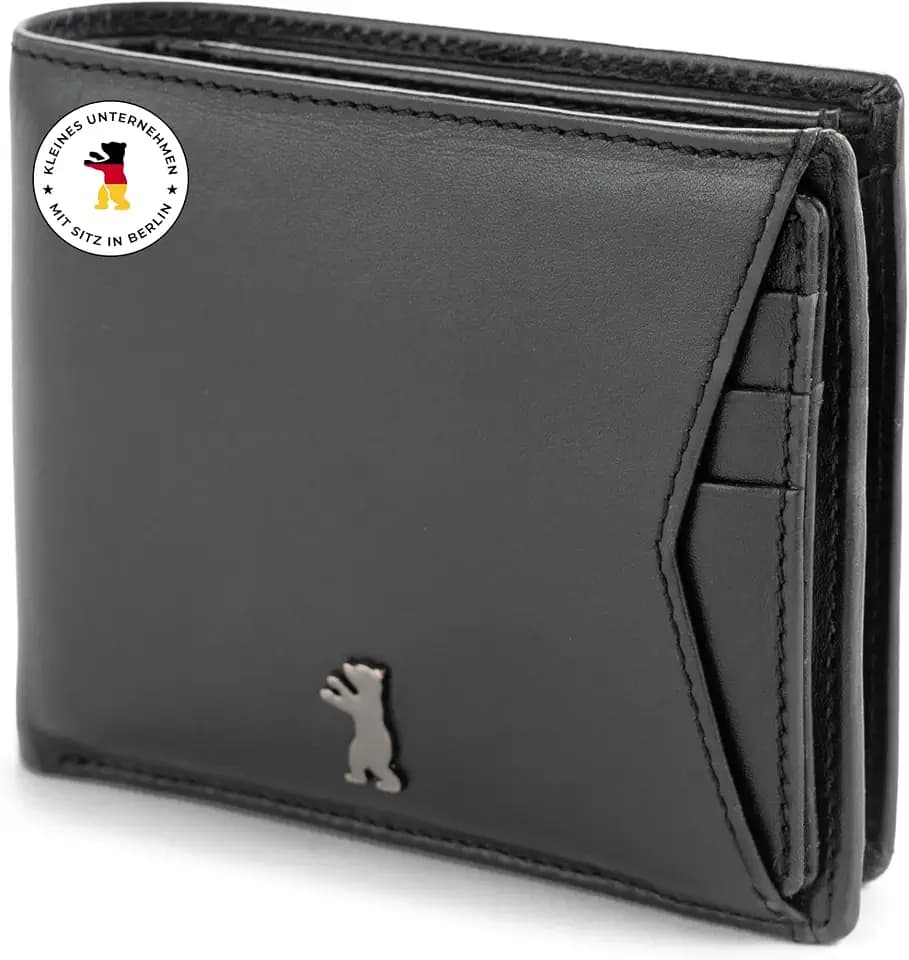 Berliner Bags Geldbörse Kiel Premium, Portemonnaie Herren Leder - Schwarz