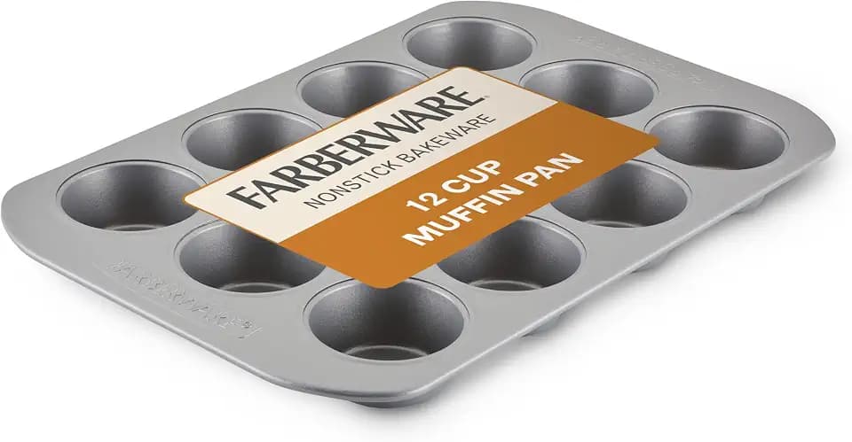 Farberware Bakeware Nonstick Muffin & Cupcake Pans, 12-Cup, Gray