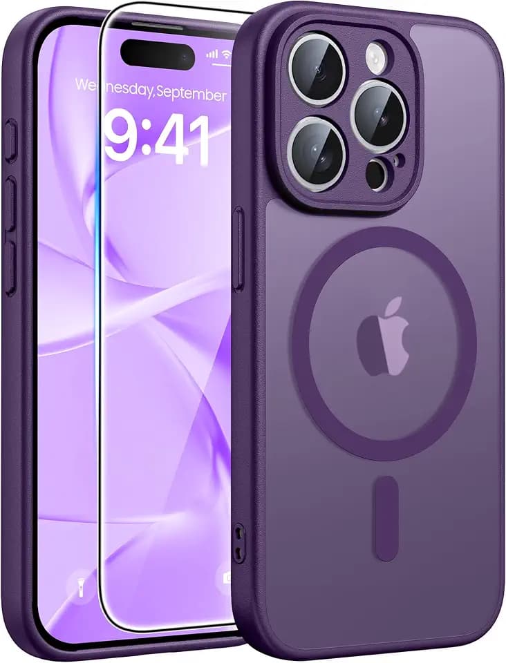 FNTCASE for iPhone 15 Pro Max Case, Fit for Magsafe, Glass Screen Protector