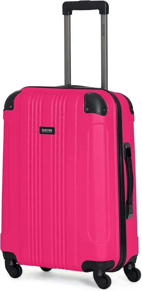 Kenneth Cole REACTION Out of Bounds Lightweight Hardshell 4-Wheel Spinner Luggage, Magenta, 24-Inch Checked