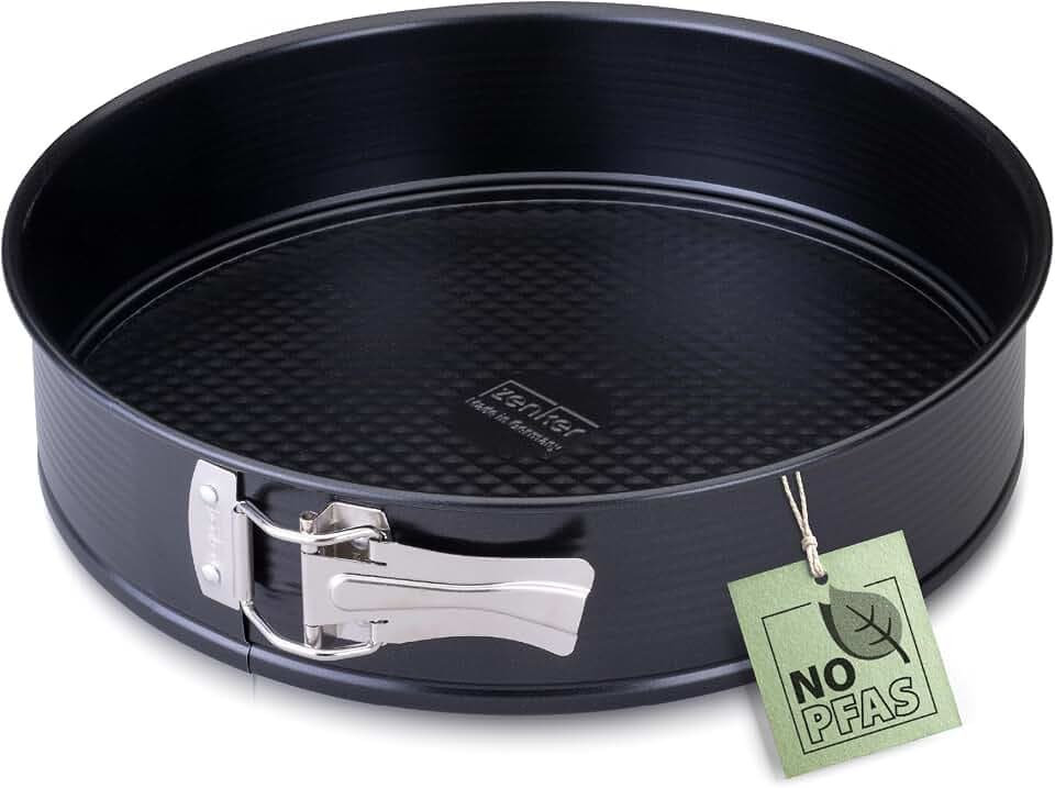 Zenker Springform mit Flachboden Perfect Black Ø 30 cm – Hochwertige Backform aus Stahlblech, Antihaftbeschichtung, Hitzebeständigkeit: +230 °C, Made in Germany