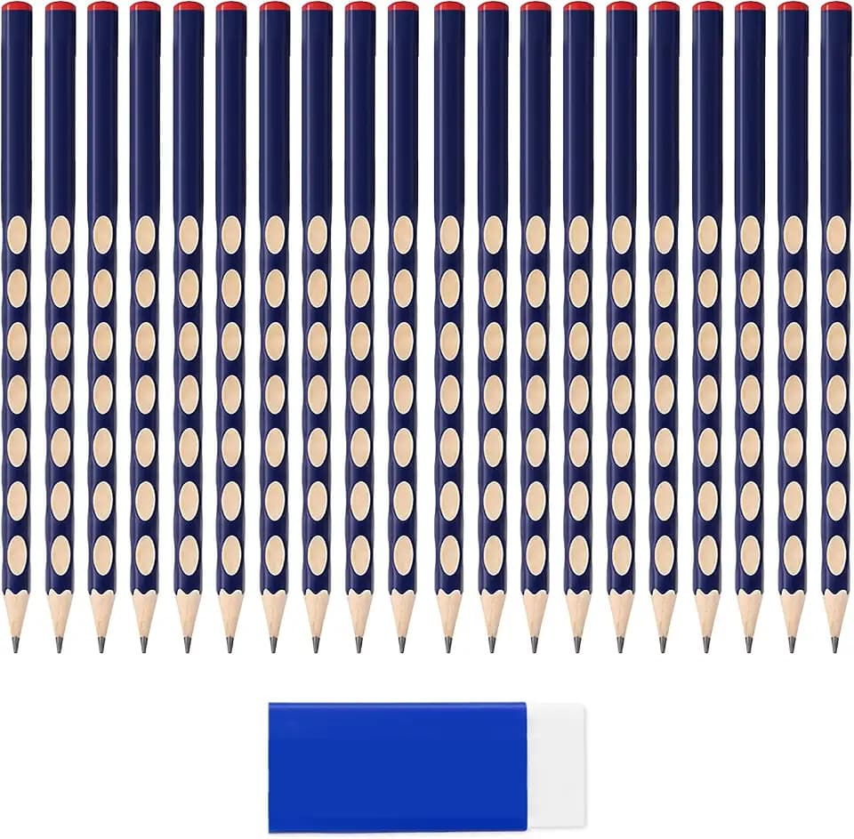 20 Stk Ergonomischer Dreikant-Bleistifte,HB Bleistifte,mit 1 Radierer