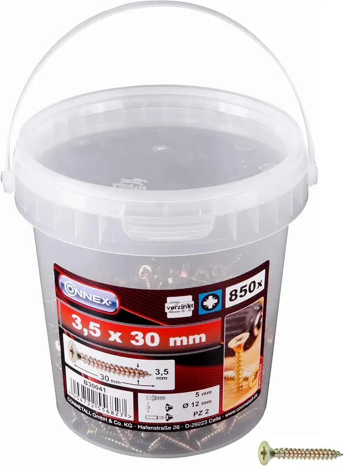 Connex Universalschrauben 3,5 x 30 mm – 850 Stück im Set – Senkkopf