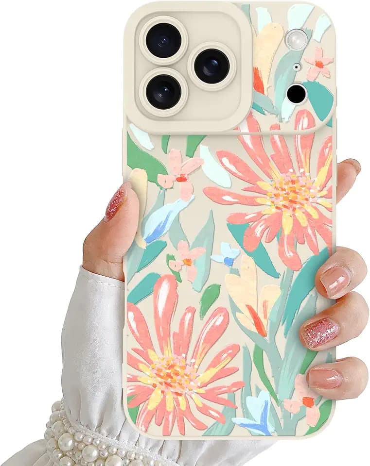 SOKAD Silicone Case for iPhone 17 Pro Cute Floral, Colorful Flowers