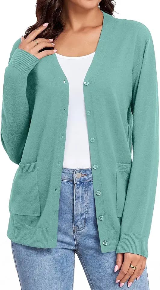 TASAMO Cardigan Sweaters for Women Lightweight Fall Outfits with Pockets